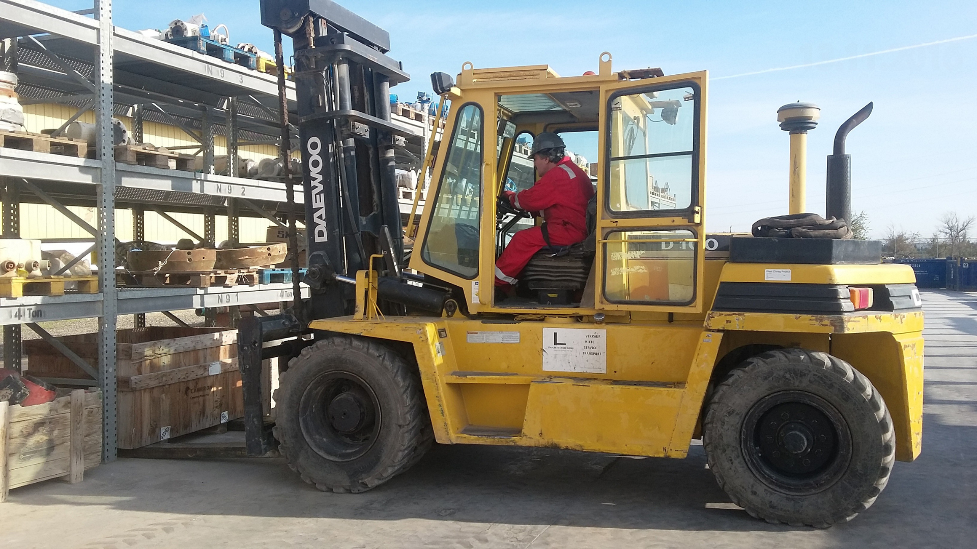Forklift in operation on an industrial site
